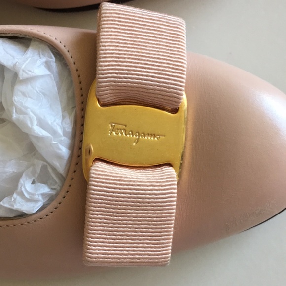 FERRAGAMO VIVA BOW LEATHER BALLERINA FLATS PALM BEACH - Picture 3 of 10